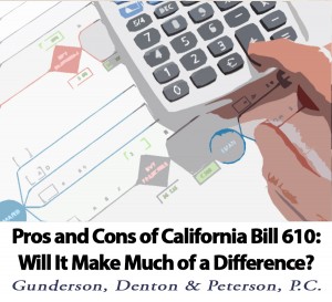 Pros and Cons of California Bill 610 by Brad Denton of Gunderson, Denton & Peterson